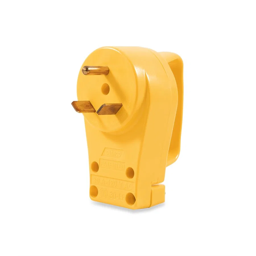 55245 – CAMCO Power Cord Plug End, Replacement Plug For Power Grip Power Cords 30 Amp TT-30P With Plug Head Handle Ye...